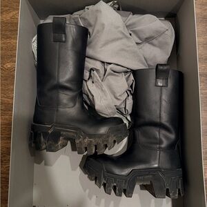 Balenciaga Black Chunky Sole Combat Boots